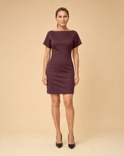 Abito corto in punto Milano con scollatura posteriore Maryley Burgundy