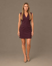Abito corto smanicato con scollo a V Maryley Burgundy