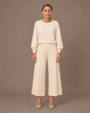 Pantalone svasato in punto Milano Maryley Panna