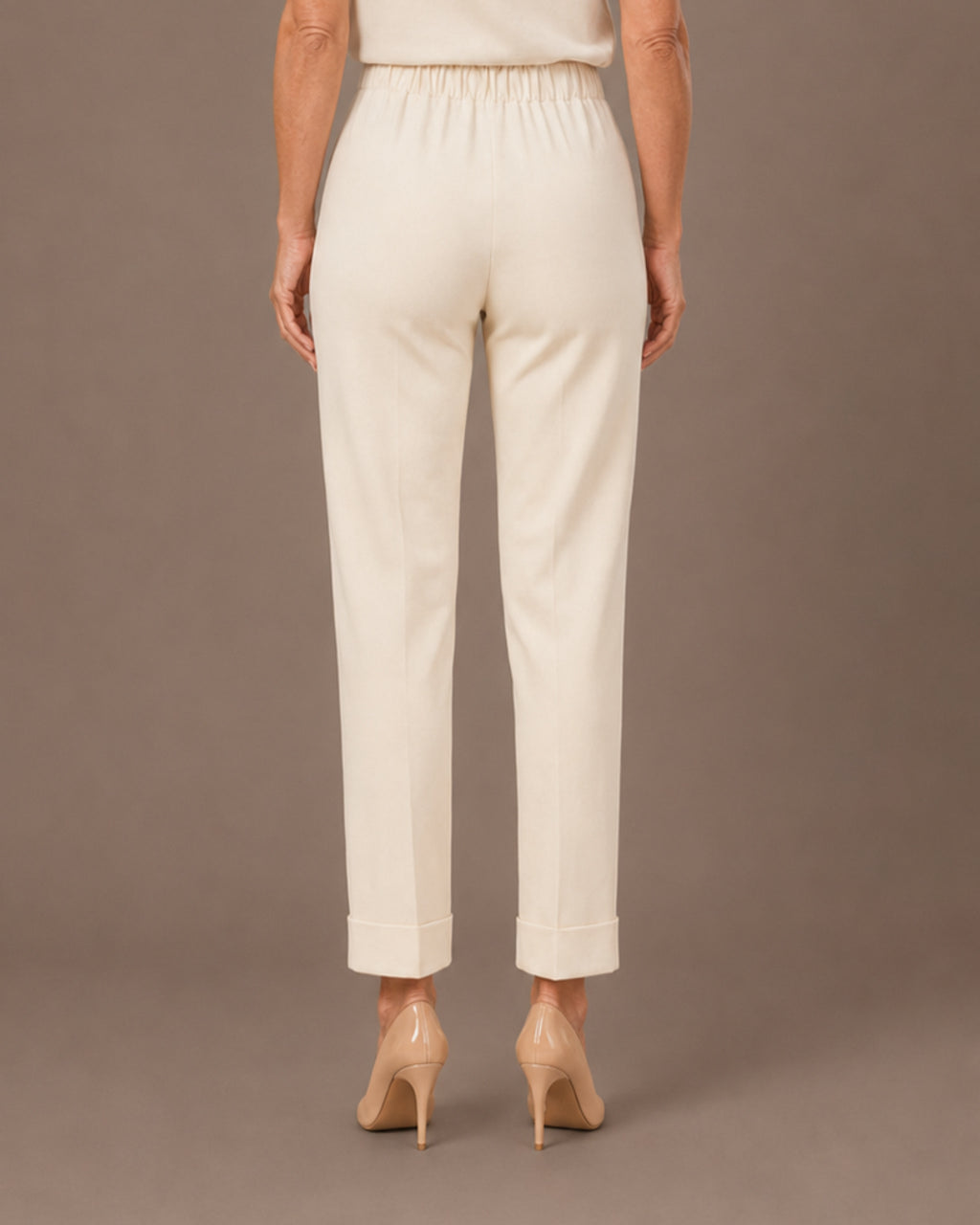 Maryley Abbigliamento Pantalone regular fit in punto Milano con risvolto 