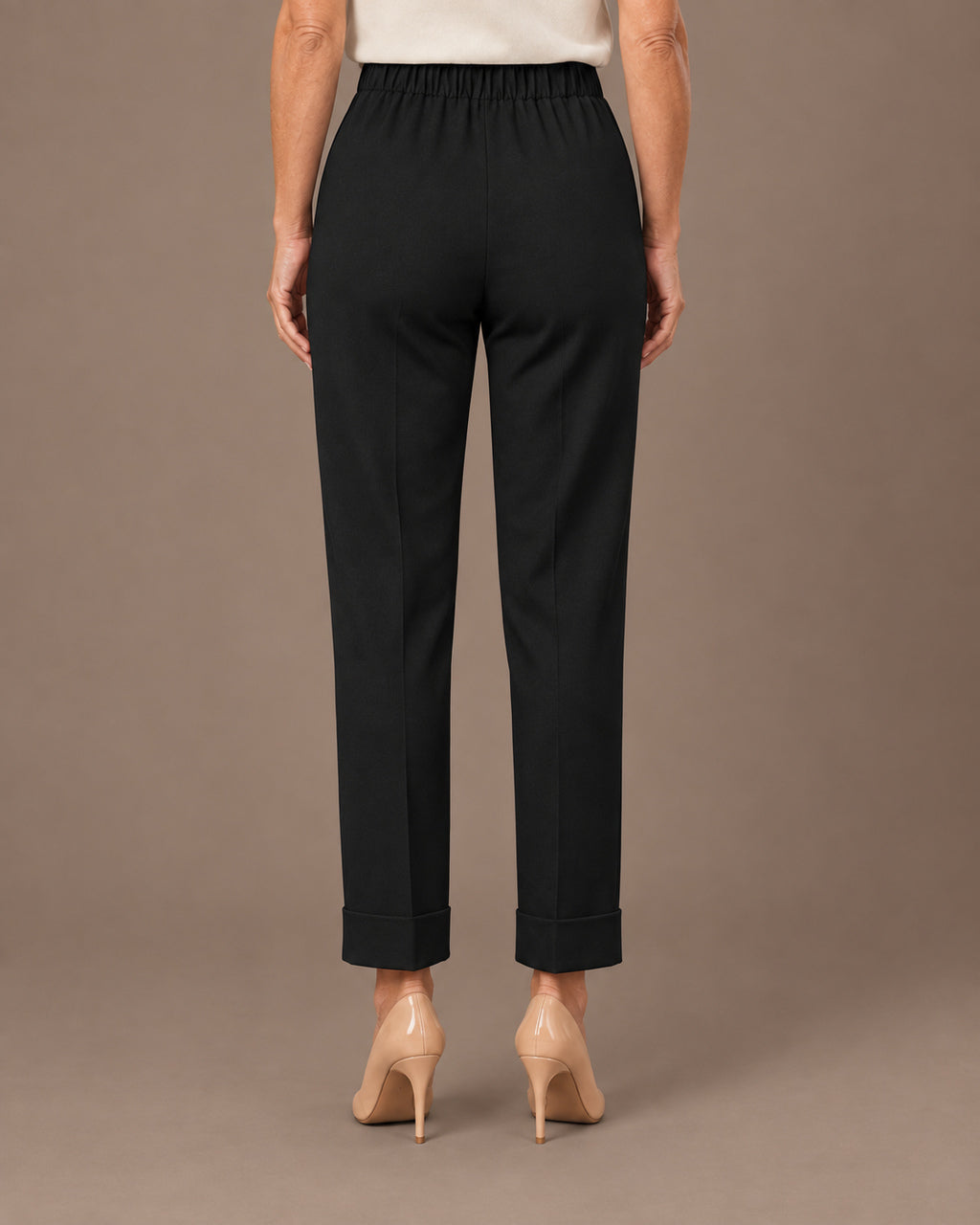 Maryley Abbigliamento Pantalone regular fit in punto Milano con risvolto 