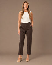 Pantalone regular fit in punto Milano con risvolto Maryley Moro