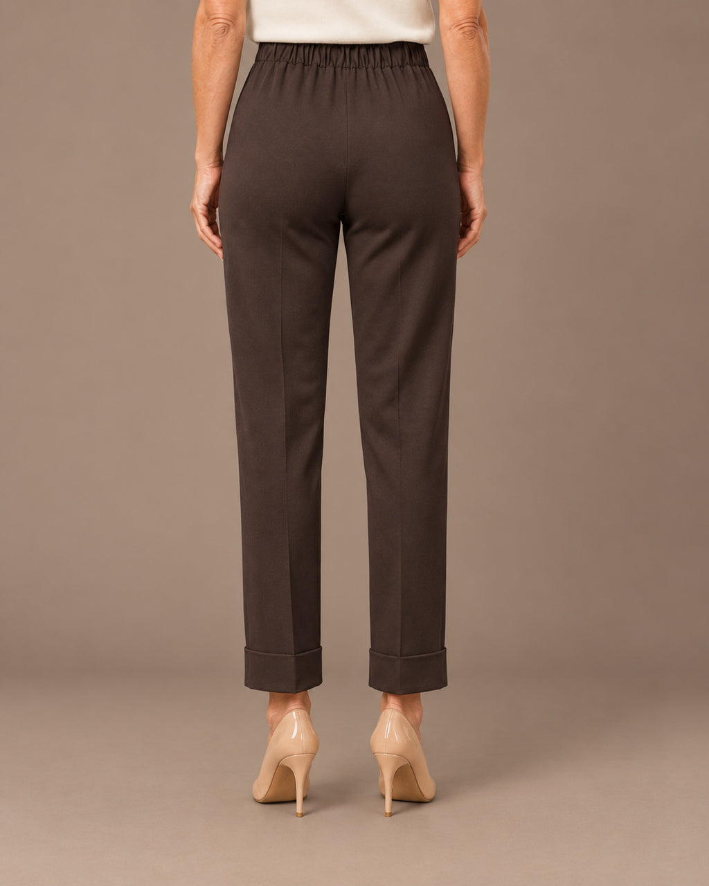 Maryley Abbigliamento Pantalone regular fit in punto Milano con risvolto 