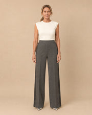 Pantalone palazzo in punto Milano con inserti a contrasto Maryley Grigio