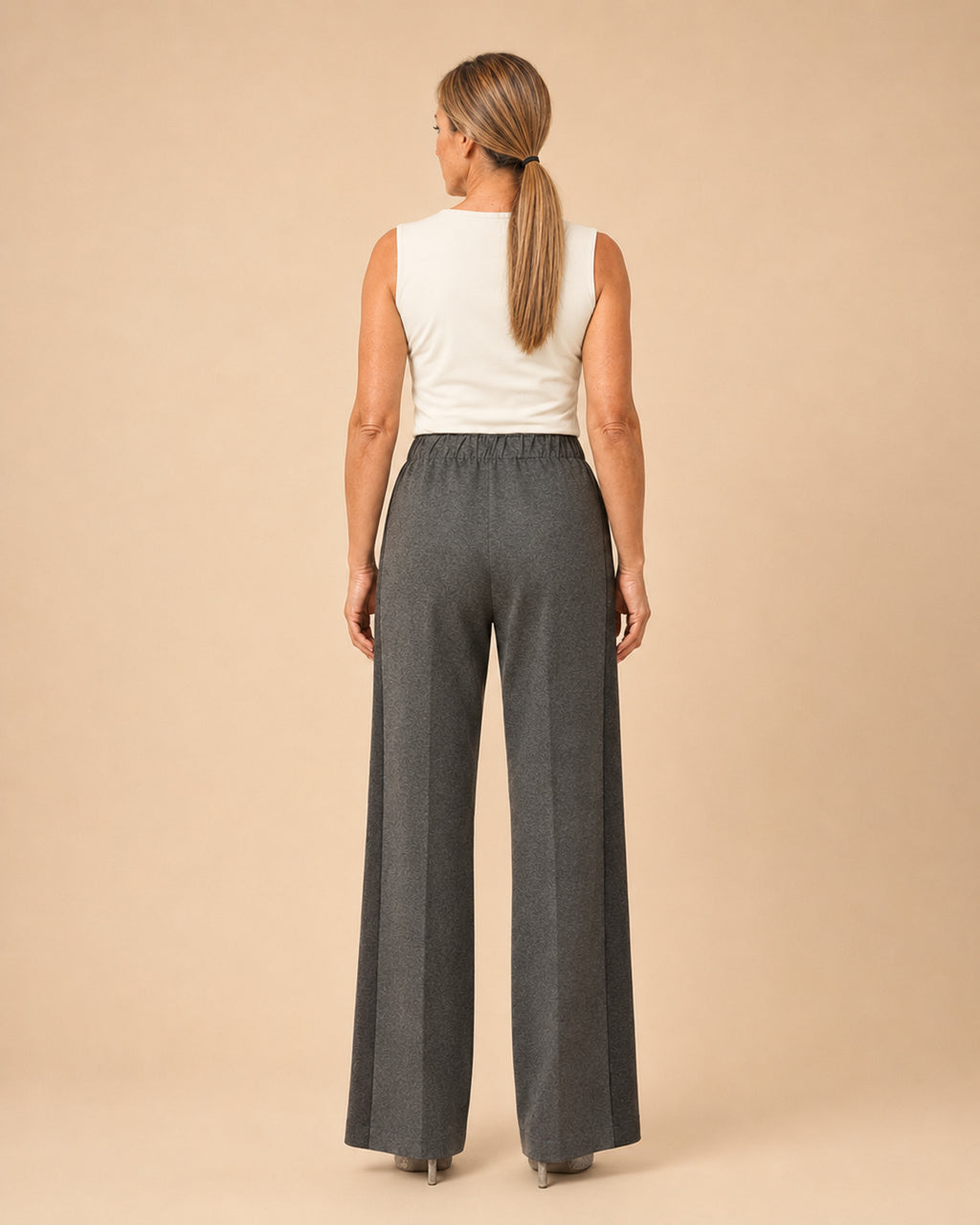 Maryley Abbigliamento Pantalone palazzo in punto Milano con inserti a contrasto 