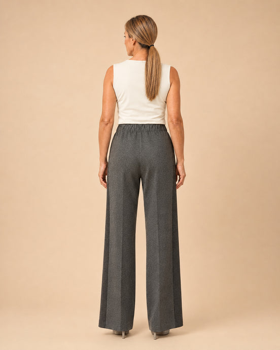 Maryley Abbigliamento Pantalone palazzo in punto Milano con inserti a contrasto 