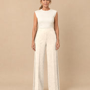 Maryley Abbigliamento Pantalone palazzo in punto Milano con inserti a contrasto 