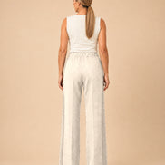 Maryley Abbigliamento Pantalone palazzo in punto Milano con inserti a contrasto 