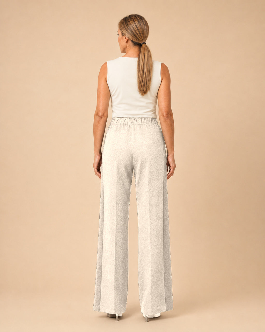 Maryley Abbigliamento Pantalone palazzo in punto Milano con inserti a contrasto 