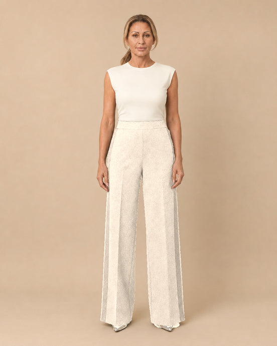 Maryley Abbigliamento Pantalone palazzo in punto Milano con inserti a contrasto 
