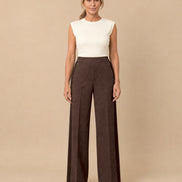 Maryley Abbigliamento Pantalone palazzo in punto Milano con inserti a contrasto 