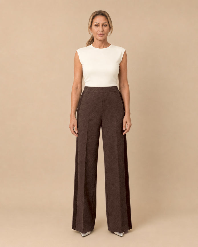 Maryley Abbigliamento Pantalone palazzo in punto Milano con inserti a contrasto 