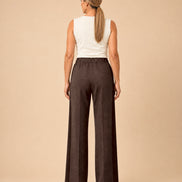 Maryley Abbigliamento Pantalone palazzo in punto Milano con inserti a contrasto 