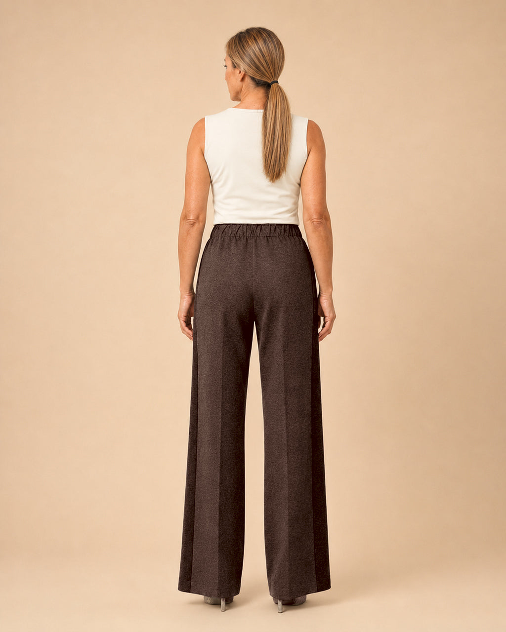 Maryley Abbigliamento Pantalone palazzo in punto Milano con inserti a contrasto 