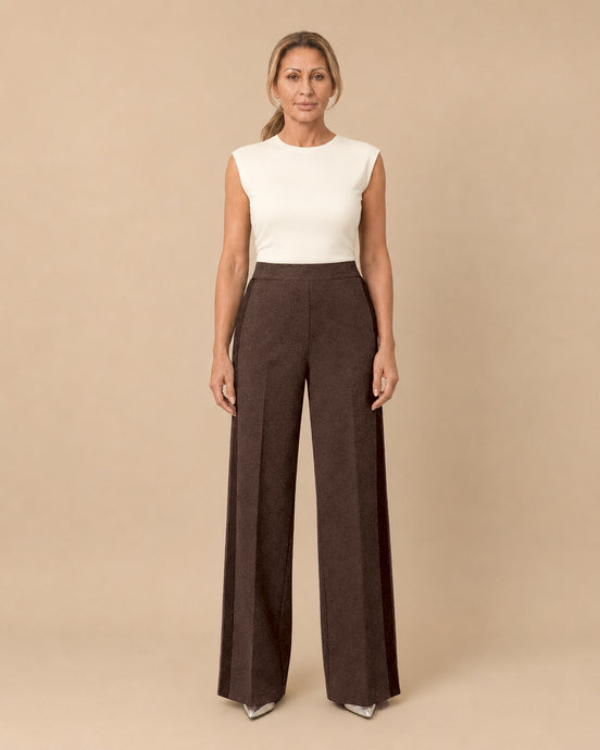 Maryley Abbigliamento Pantalone palazzo in punto Milano con inserti a contrasto 