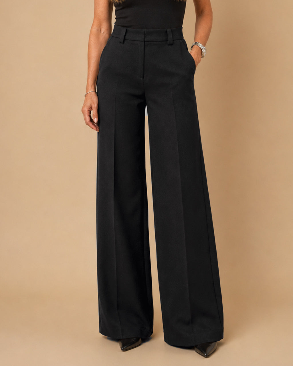 Maryley Abbigliamento Pantalone palazzo con tasche alla francese 