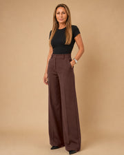 Pantalone palazzo con tasche alla francese Maryley Coffee