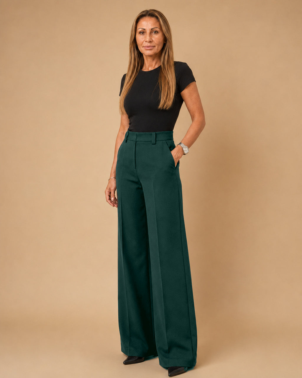Maryley Abbigliamento Pantalone palazzo con tasche alla francese 