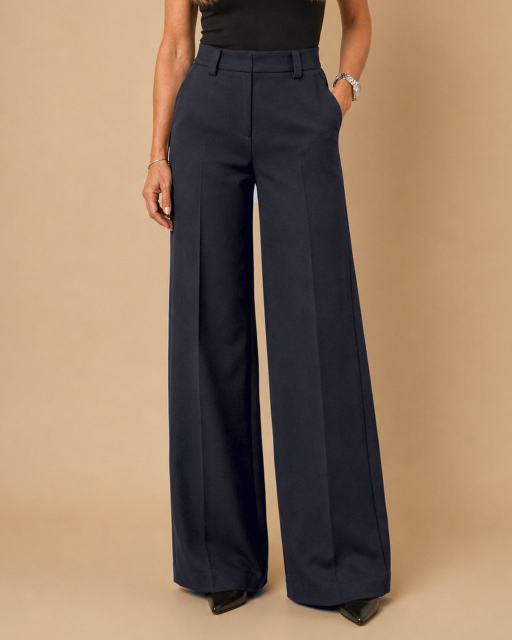 Maryley Abbigliamento Pantalone palazzo con tasche alla francese 