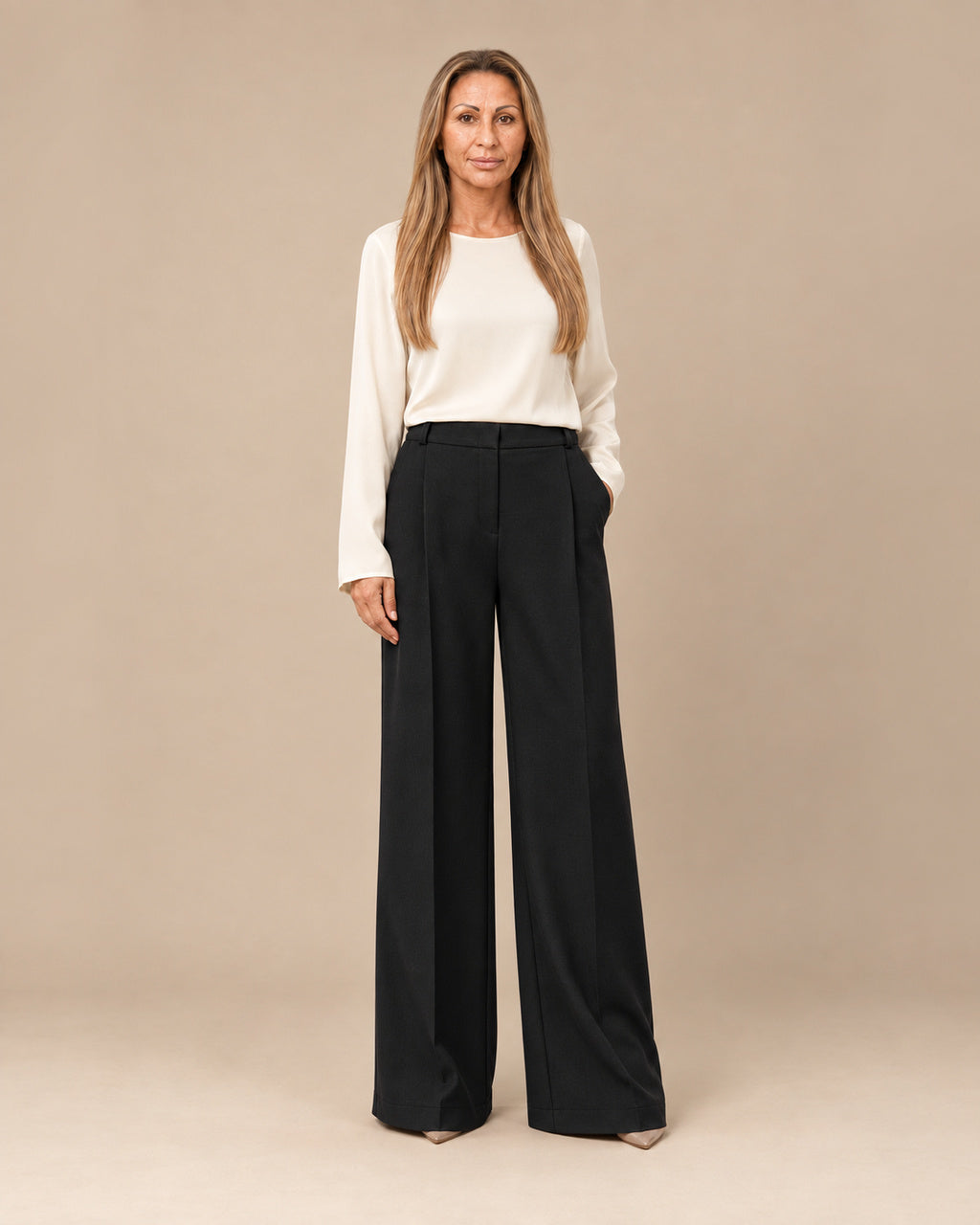 Maryley Abbigliamento Pantalone palazzo con elastico posteriore 