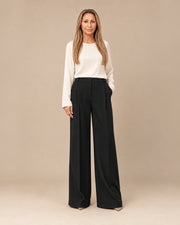 Pantalone palazzo con elastico posteriore Maryley Nero