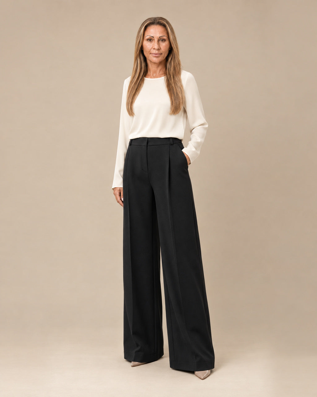 Maryley Abbigliamento Pantalone palazzo con elastico posteriore 