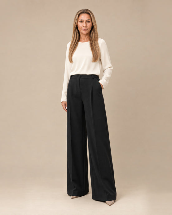 Maryley Abbigliamento Pantalone palazzo con elastico posteriore 