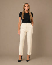 Pantalone dritto in punto Milano Maryley Panna