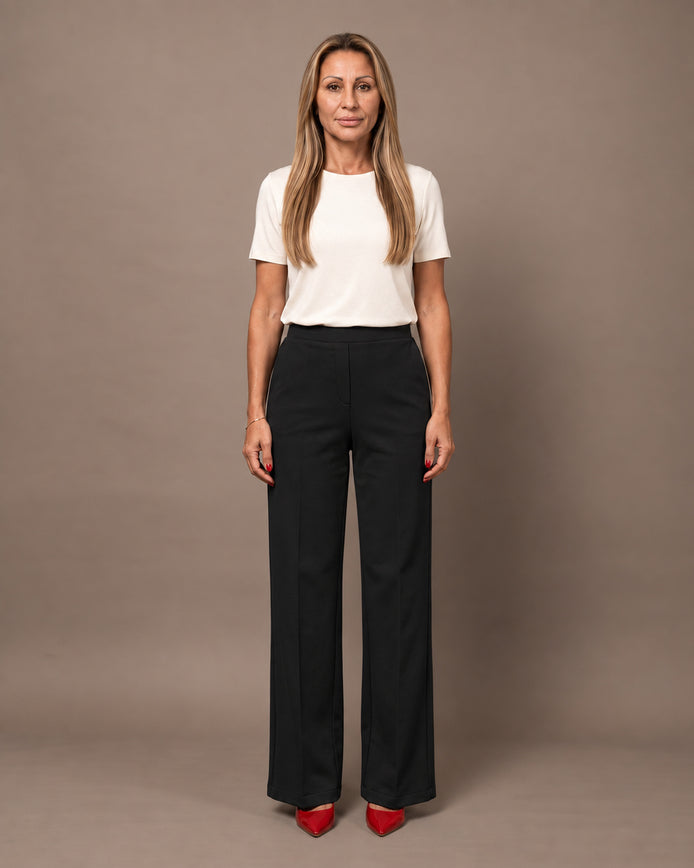 Maryley Abbigliamento Pantalone palazzo in felpa con elastico 