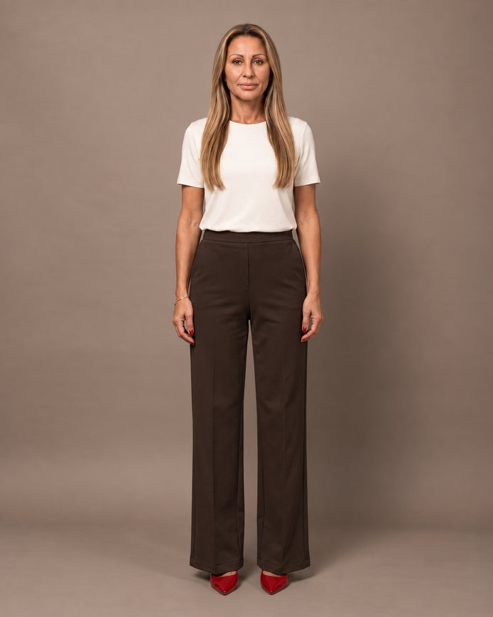 Maryley Abbigliamento Pantalone palazzo in felpa con elastico 