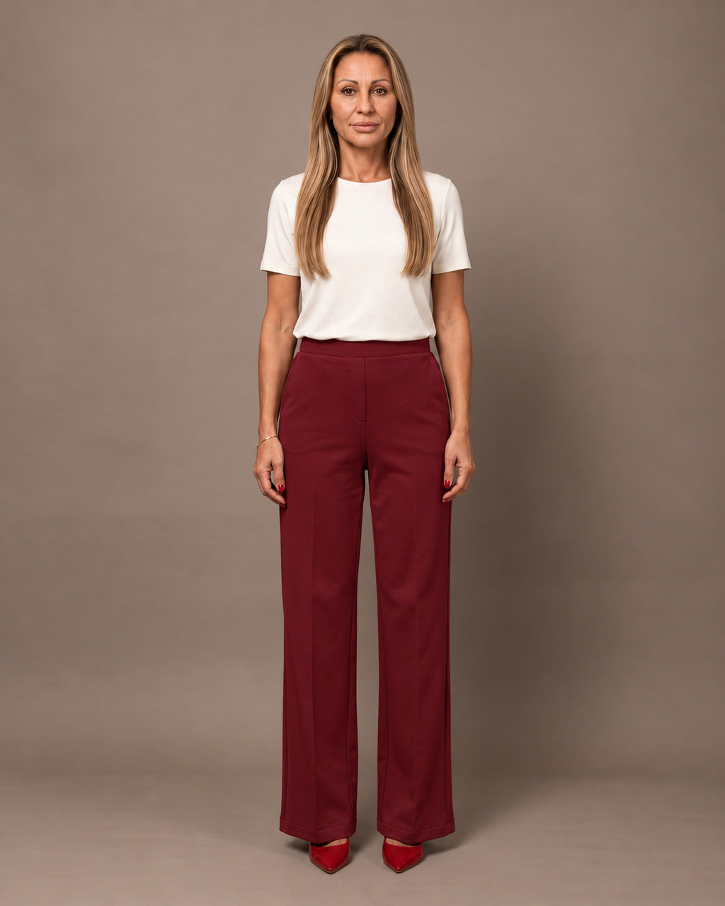 Maryley Abbigliamento Pantalone palazzo in felpa con elastico 