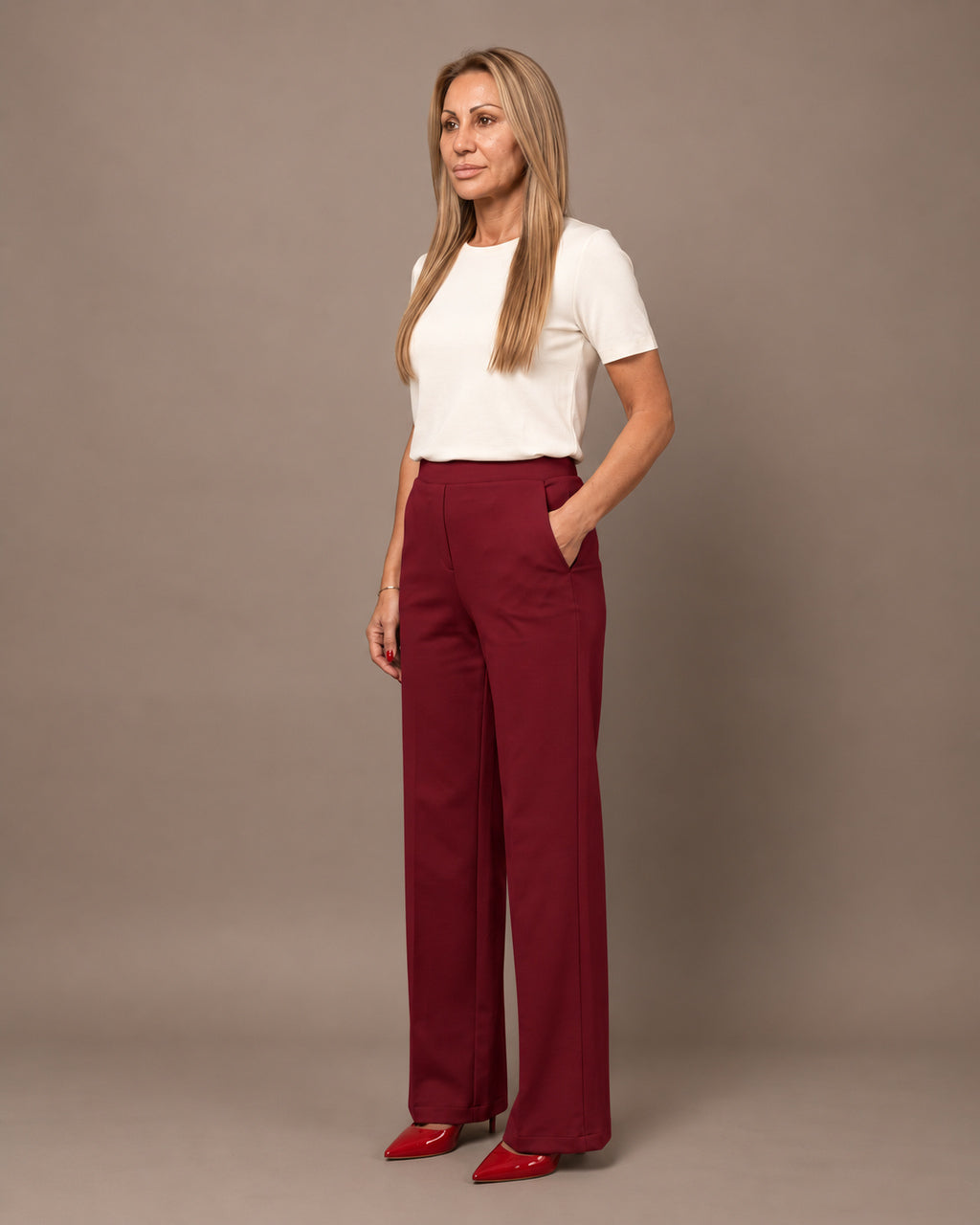 Maryley Abbigliamento Pantalone palazzo in felpa con elastico 