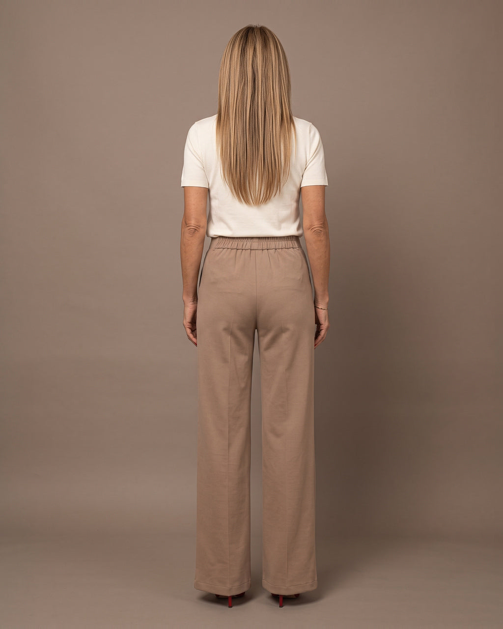 Maryley Abbigliamento Pantalone palazzo in felpa con elastico 
