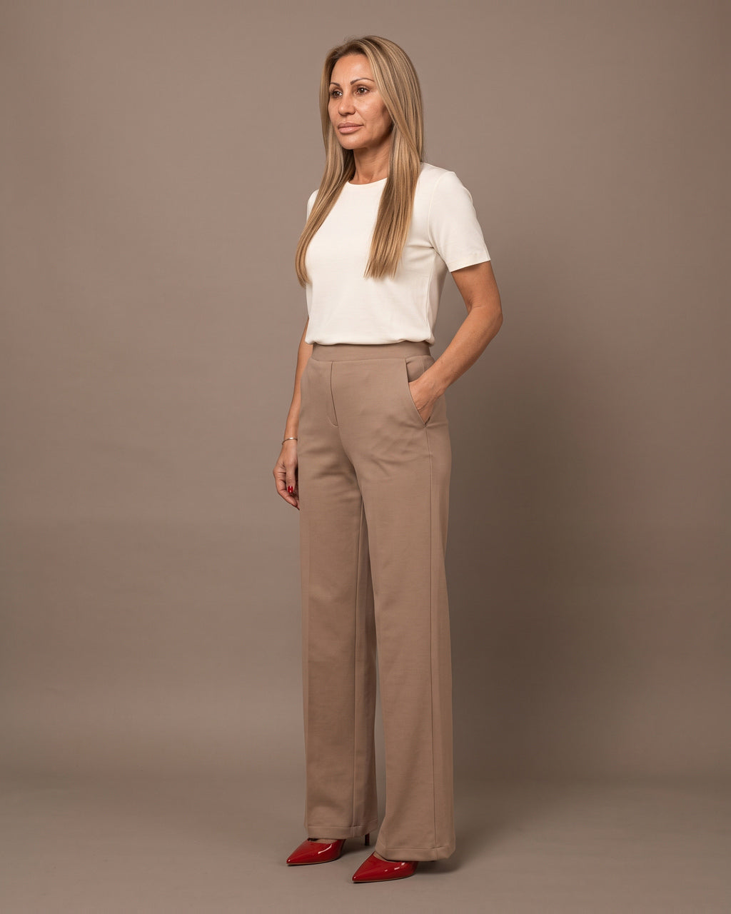 Maryley Abbigliamento Pantalone palazzo in felpa con elastico 