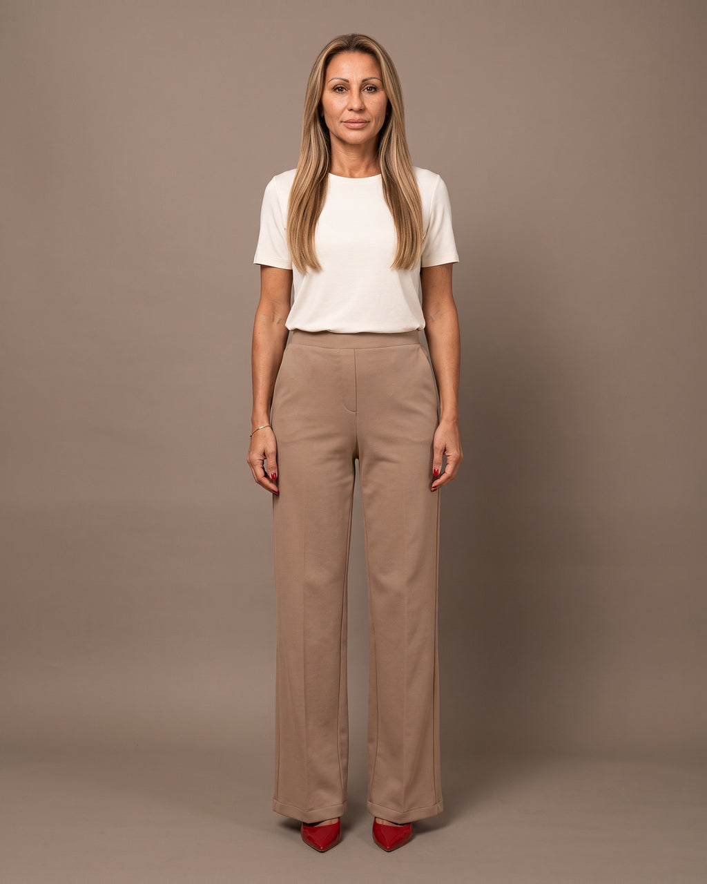 Maryley Abbigliamento Pantalone palazzo in felpa con elastico 