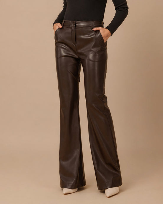 Maryley Abbigliamento Pantalone flare in ecopelle 