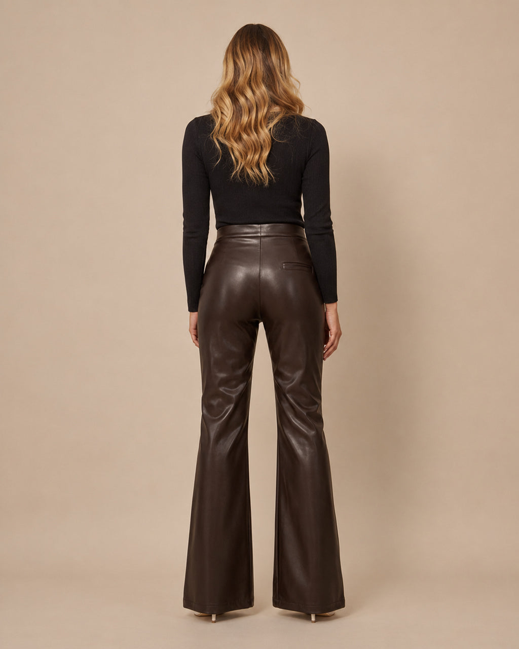 Maryley Abbigliamento Pantalone flare in ecopelle 