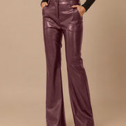 Maryley Abbigliamento Pantalone flare in ecopelle 