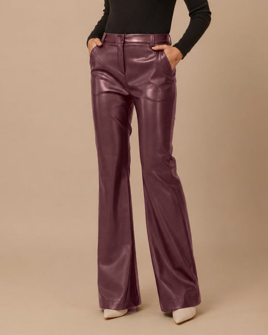Maryley Abbigliamento Pantalone flare in ecopelle 