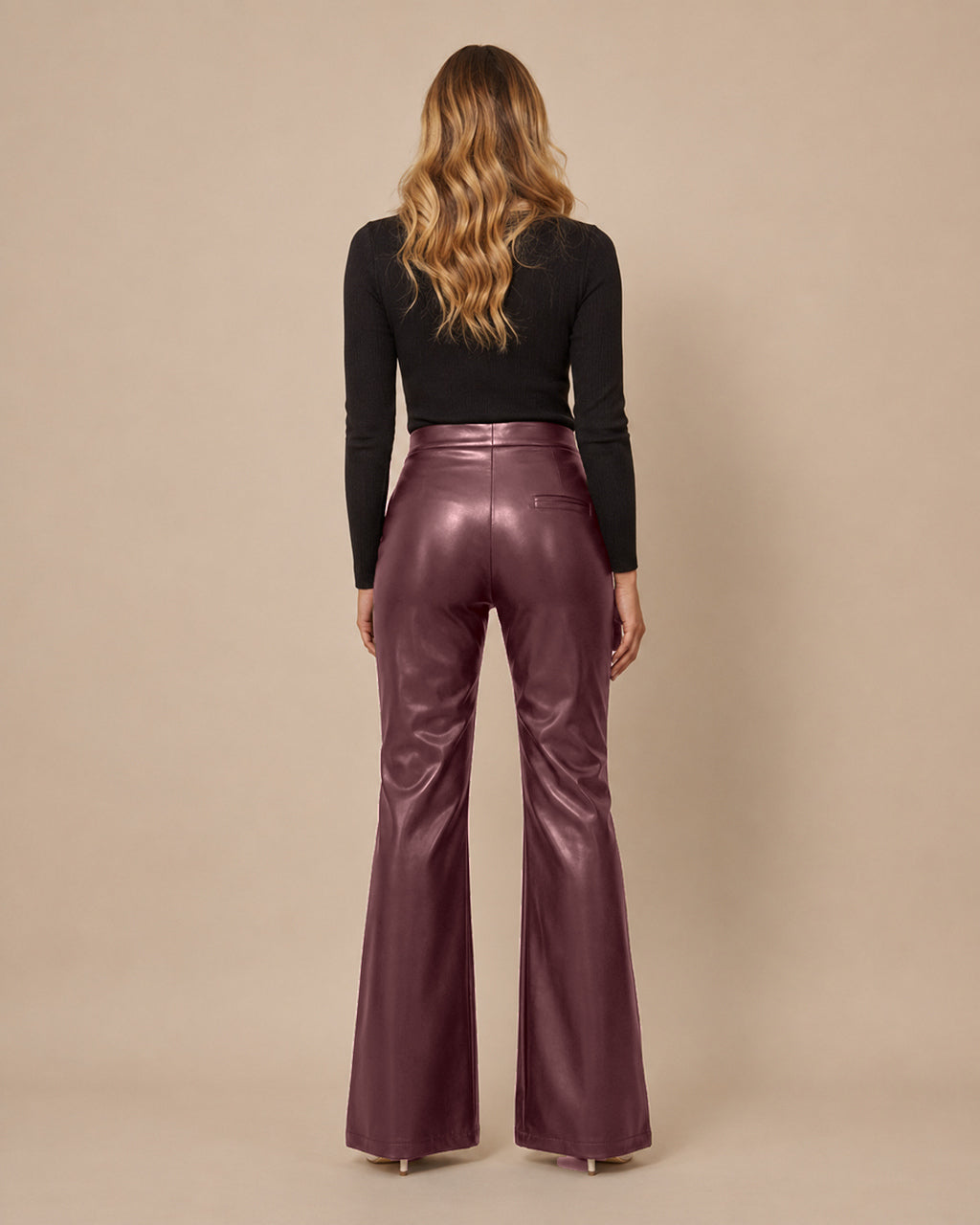 Maryley Abbigliamento Pantalone flare in ecopelle 