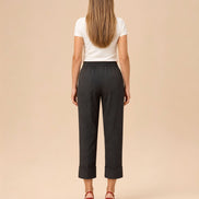 Maryley Abbigliamento Pantalone cropped puntinato con risvolto 