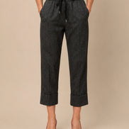 Maryley Abbigliamento Pantalone cropped puntinato con risvolto 