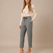 Maryley Abbigliamento Pantalone cropped con coulisse e risvolto 