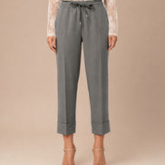 Maryley Abbigliamento Pantalone cropped con coulisse e risvolto 