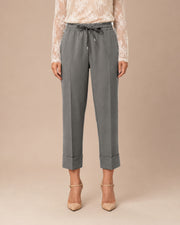 Pantalone cropped con coulisse e risvolto Maryley Grigio