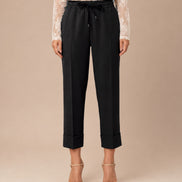 Maryley Abbigliamento Pantalone cropped con coulisse e risvolto 