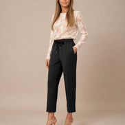 Maryley Abbigliamento Pantalone cropped con coulisse e risvolto 