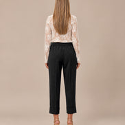 Maryley Abbigliamento Pantalone cropped con coulisse e risvolto 