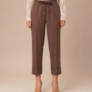 Maryley Abbigliamento Pantalone cropped con coulisse e risvolto 