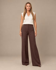 Pantalone palazzo gessato Maryley Coffee